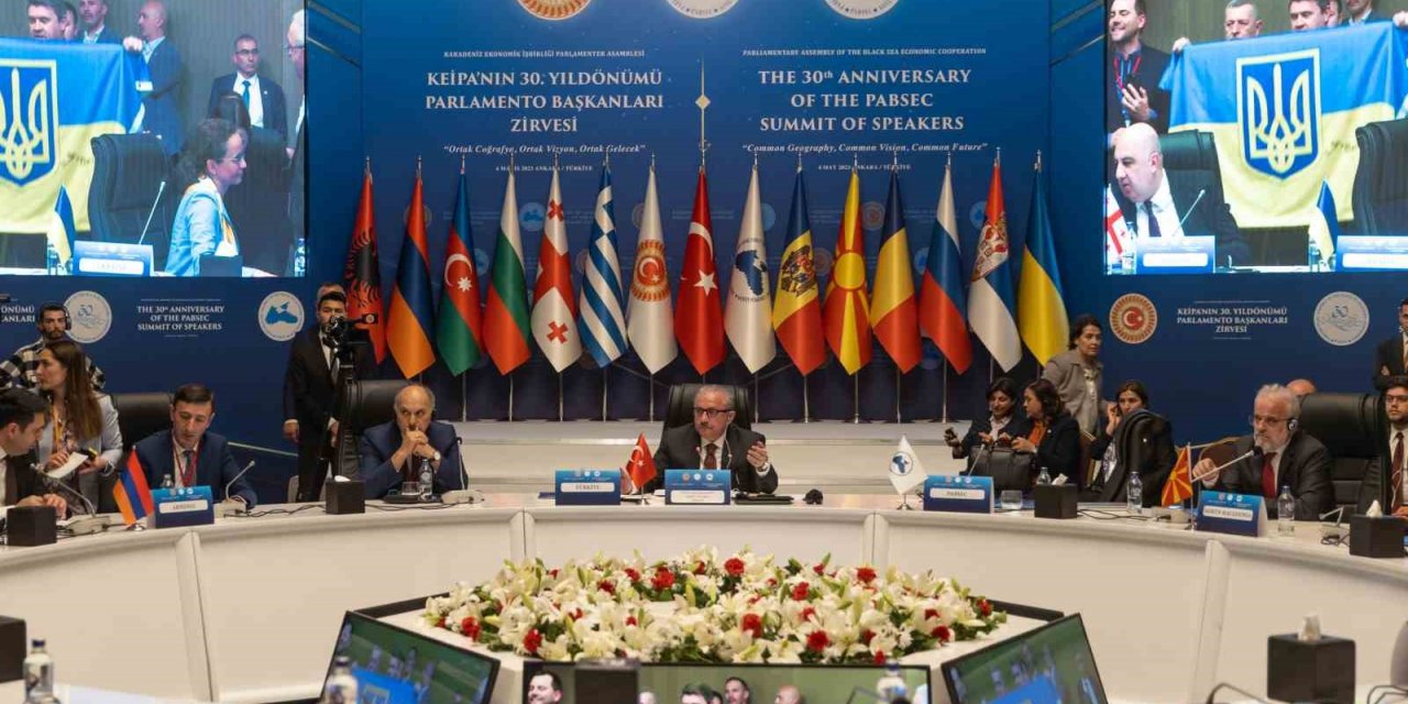 KEİPA toplantısı sırasında Ukrayna bayrağı açıldı