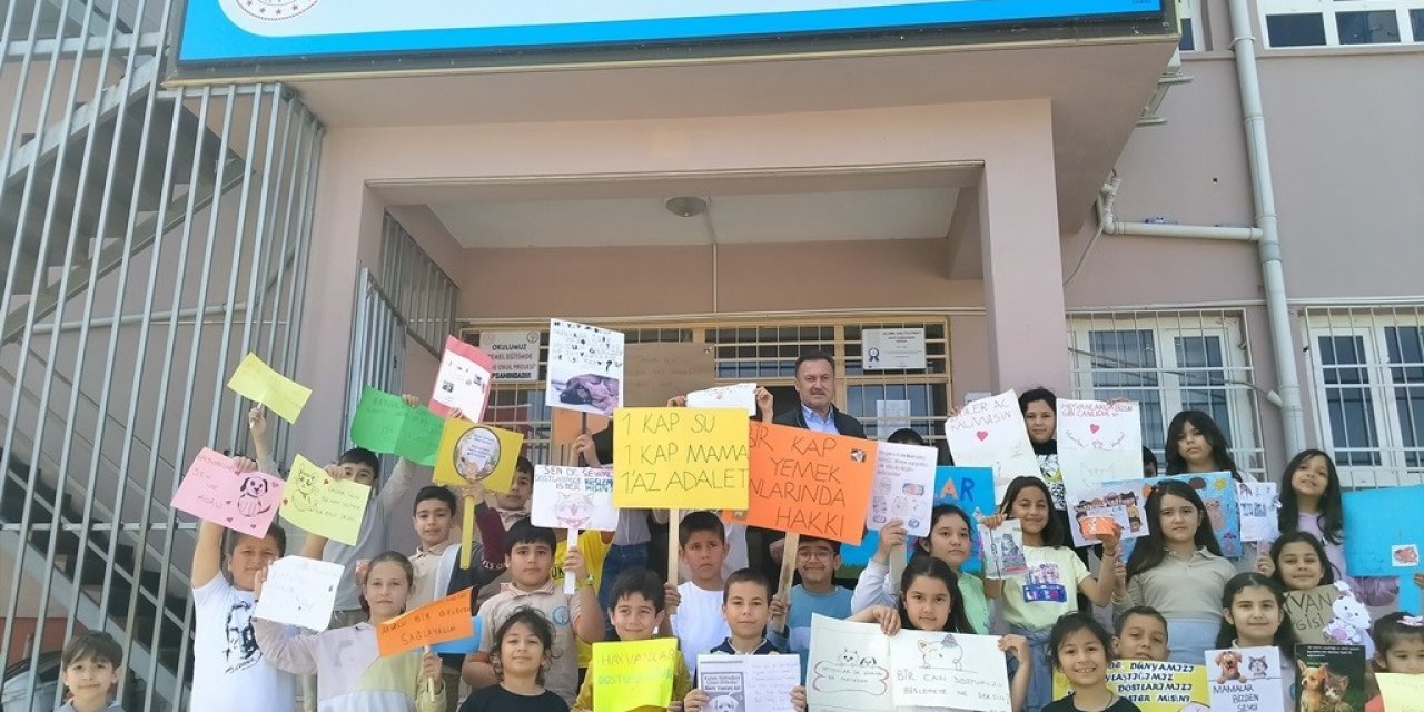 İlkokul öğrencilerinden sokak hayvanlarına mama projesi