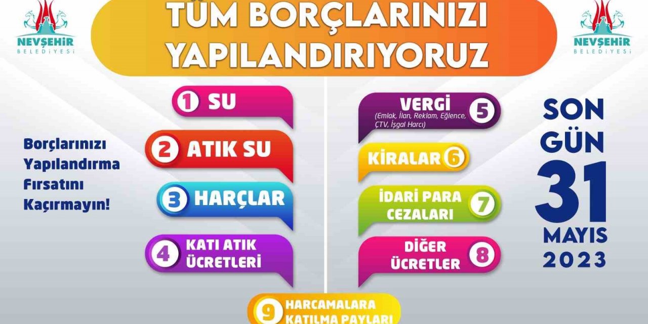 Nevşehir Belediyesi uyardı: “Borcunuzu yapılandırmayı unutmayın”