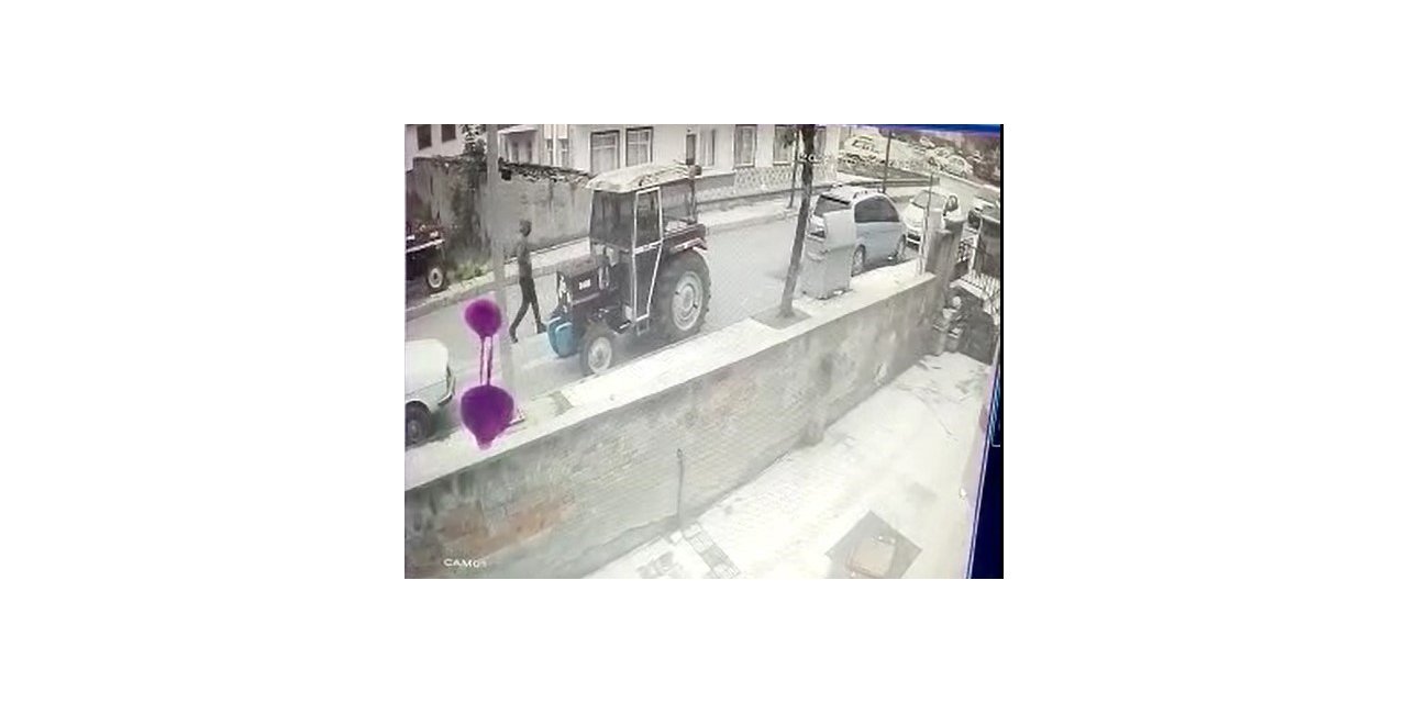 Traktör hırsızlığı güvenlik kamerasında