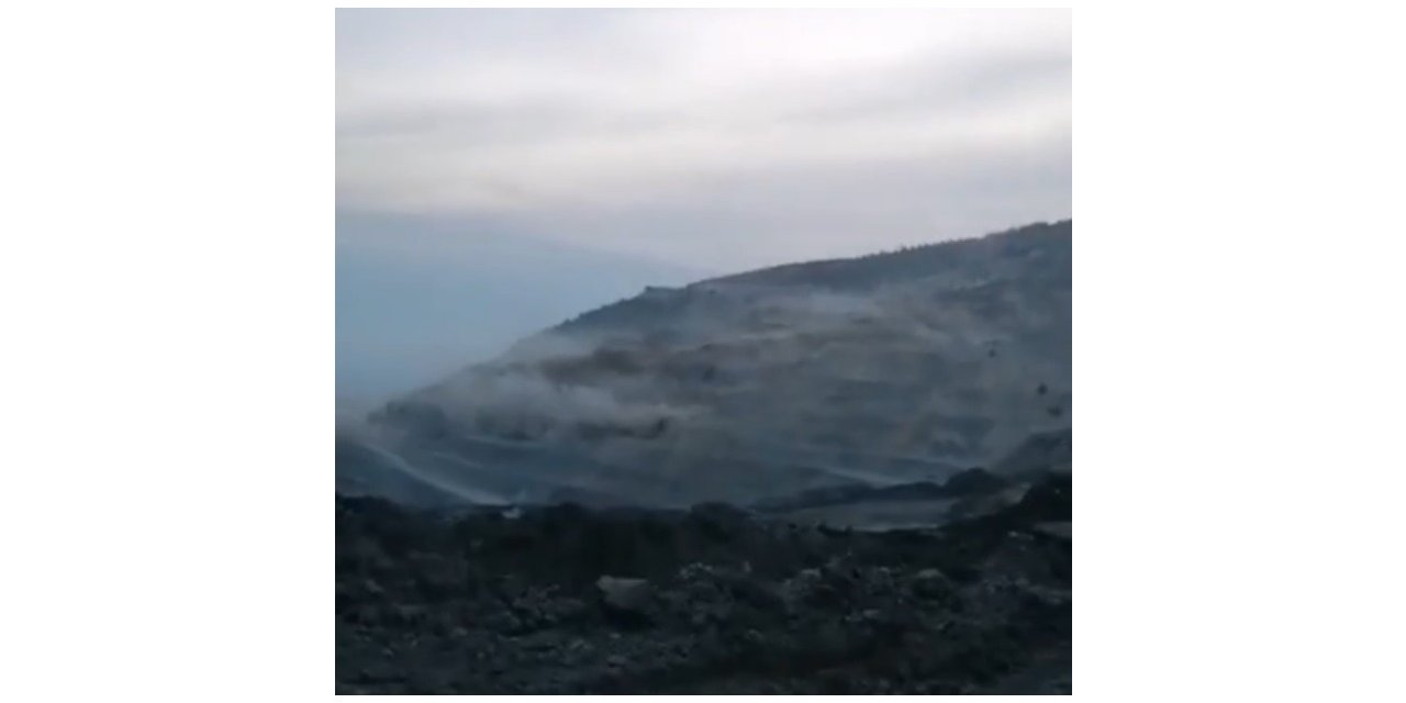 Maden ocağındaki toprak kayması kameralara yansıdı