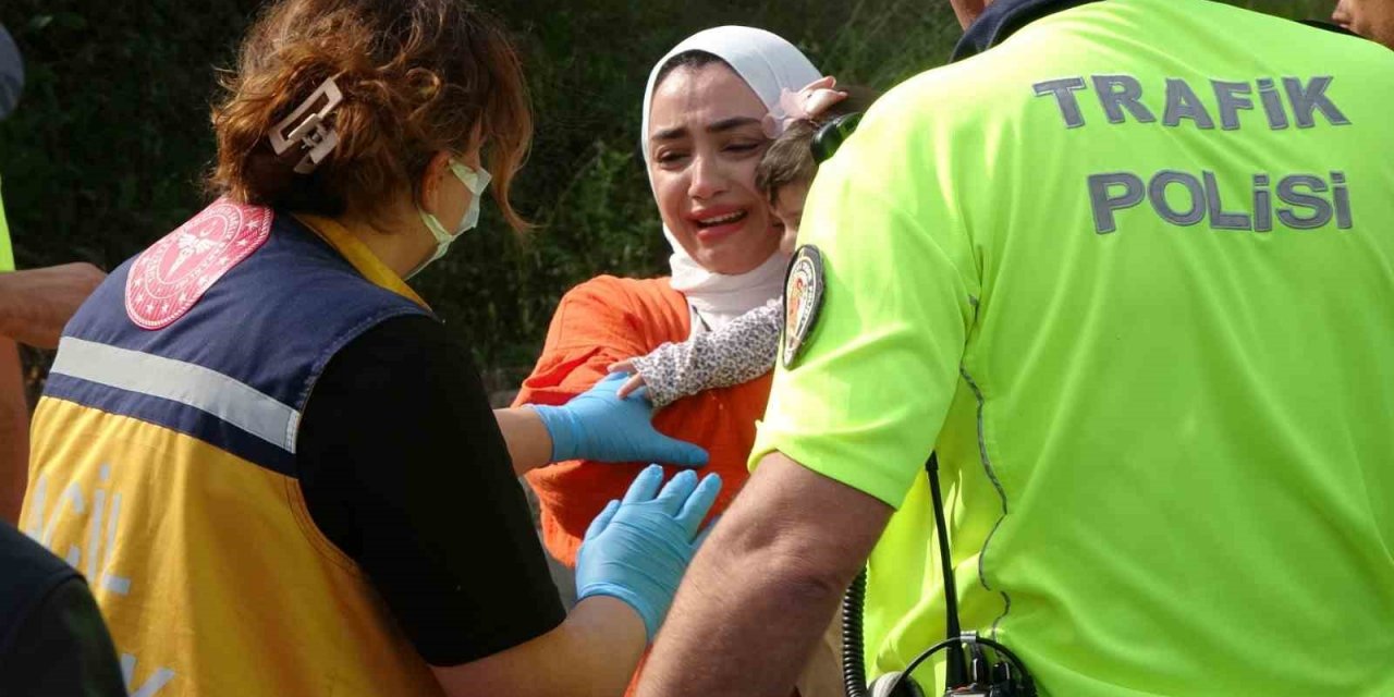 Takla atan kadın sürücü gözyaşlarına hakim olamadı
