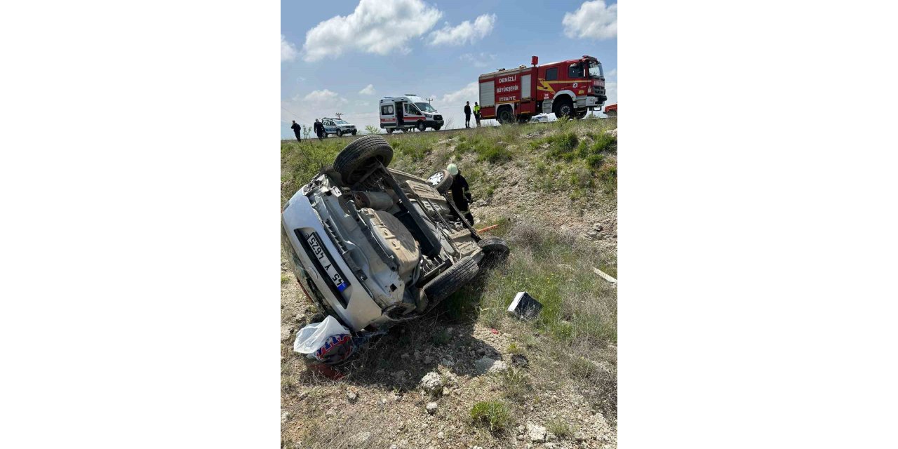 Kontrolden çıkan otomobil boş araziye uçtu: 2 yaralı