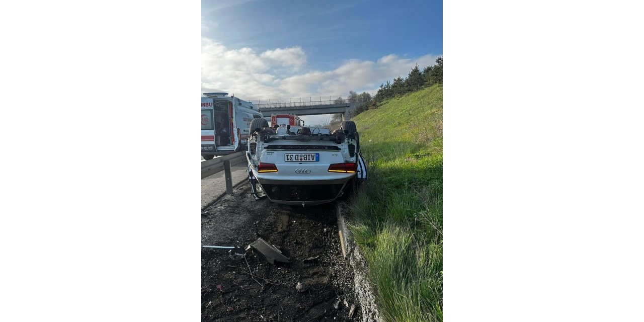 Otoyolda takla attı, yoldan çıktı