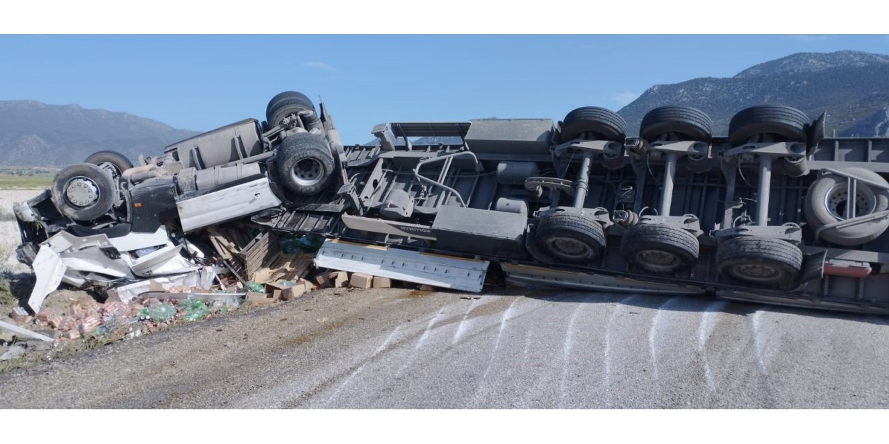 Devrilen tur yolu ulaşıma kapattı