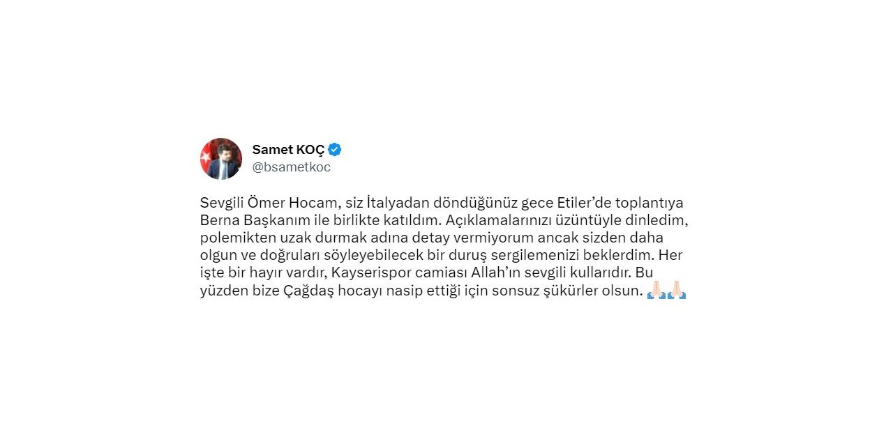 Kayserispor’dan Ömer Erdoğan’a yanıt