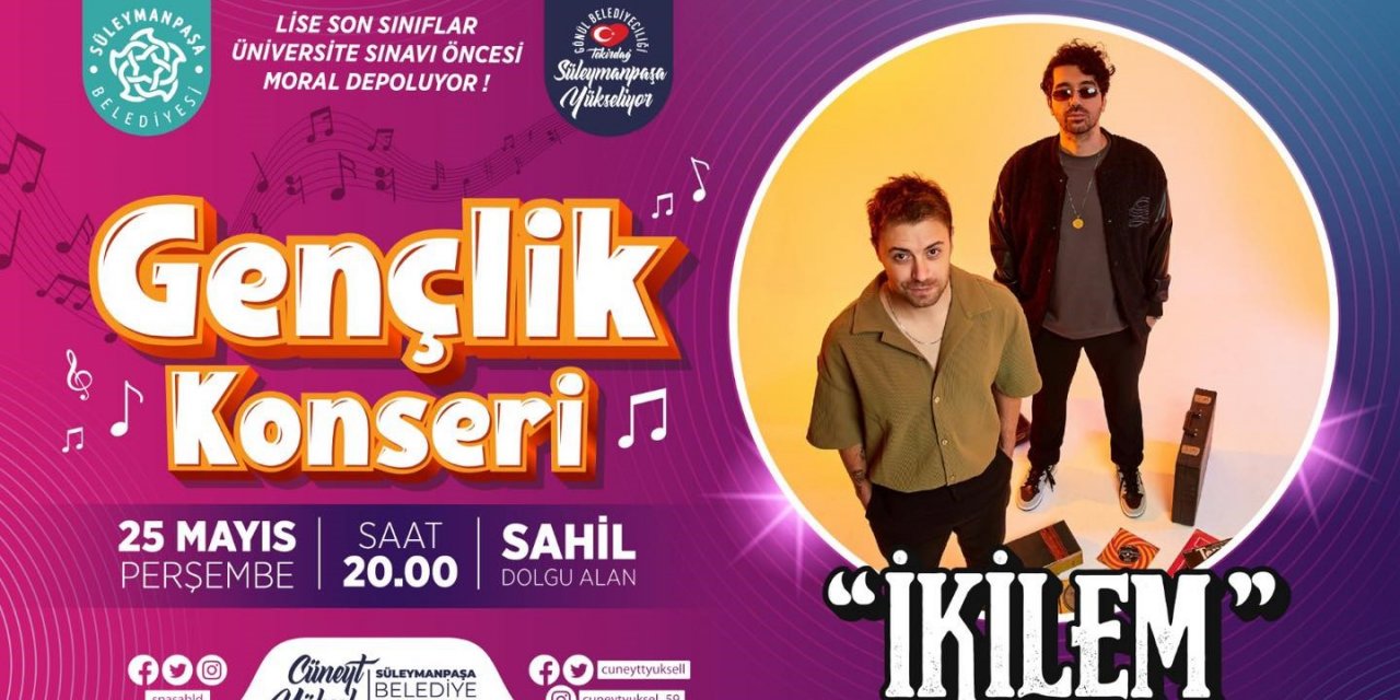 Süleymanpaşalı gençler Gençlik Konseri ile coşacak