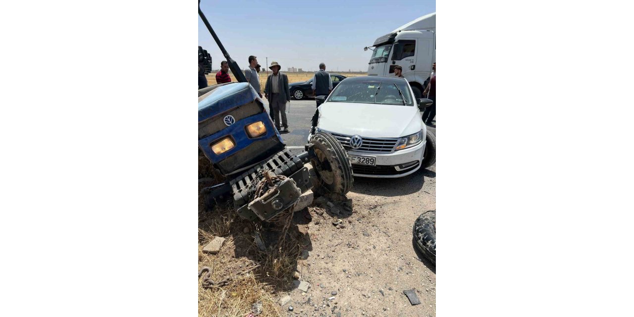 Traktör ve otomobil çarpıştı: 1 yaralı