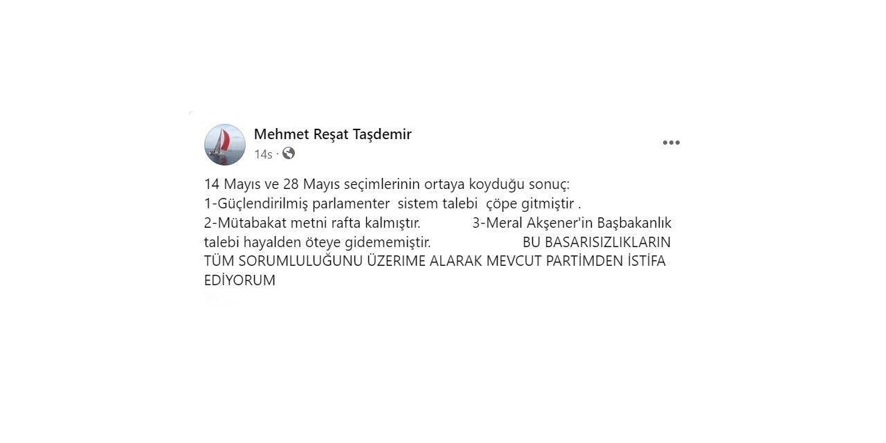 İYİ Partili Taşdemir: "Akşener’in başbakanlık talebi hayalden öteye gidememiştir"