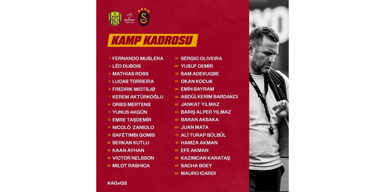 Galatasaray’ın Ankaragücü maçı kamp kadrosu belli oldu