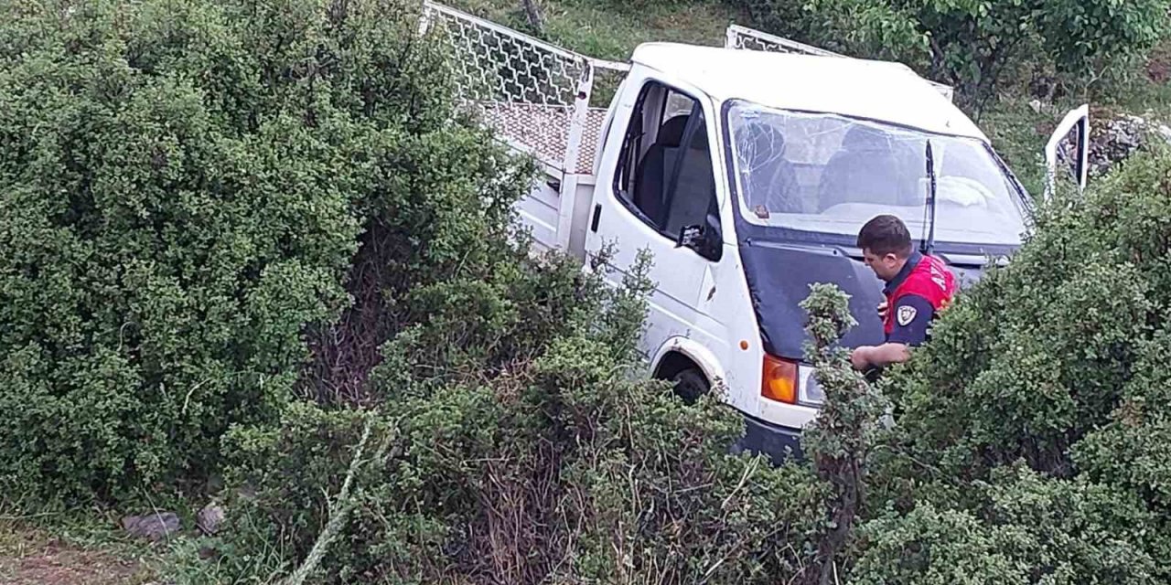 Kamyonet şarampole yuvarlandı