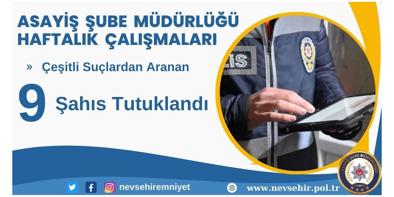 Nevşehir’de 9 şahıs tutuklandı