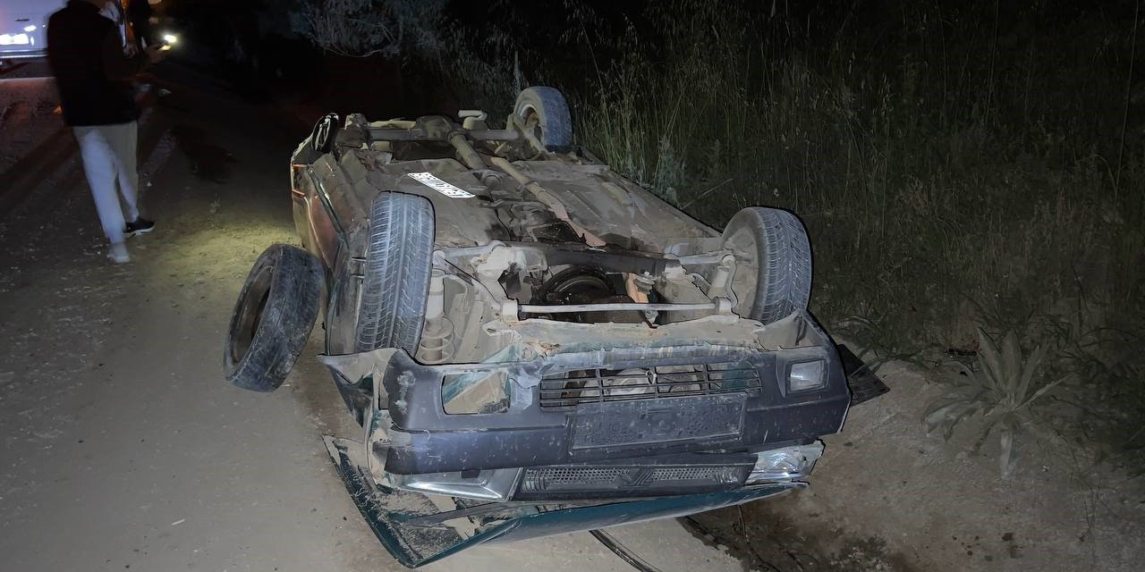 Duble yolda kaza: Takla atan otomobilin sürücüsü yaralandı