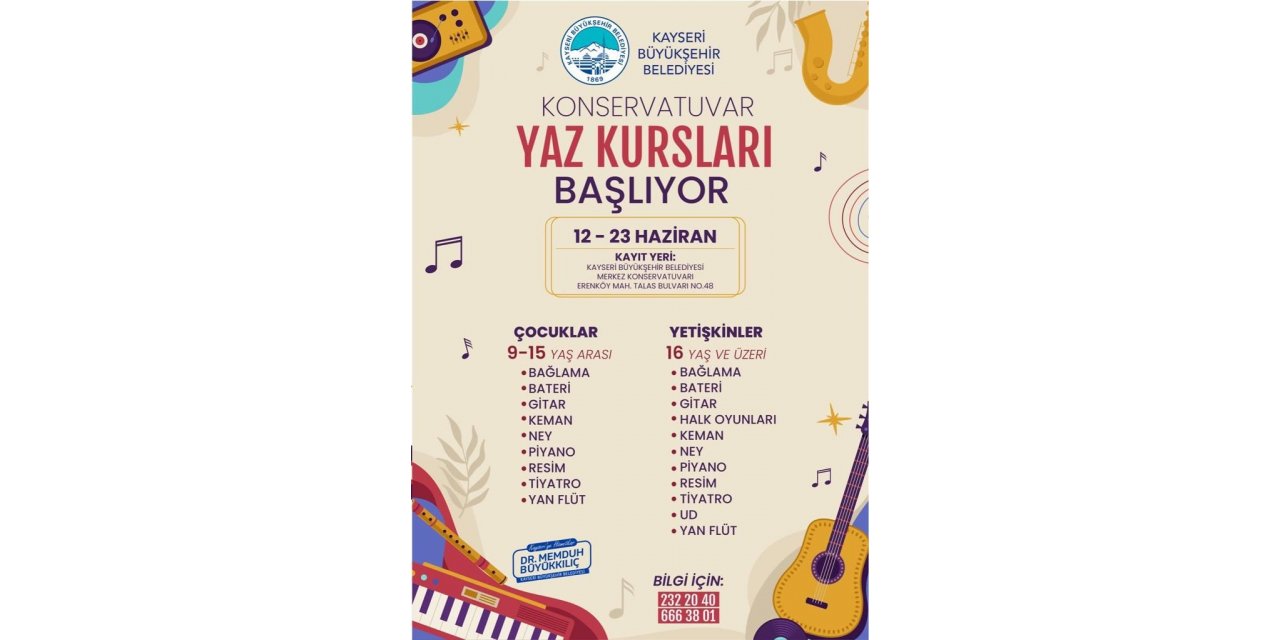 Büyükşehir’in konservatuvar yaz kursları başlıyor