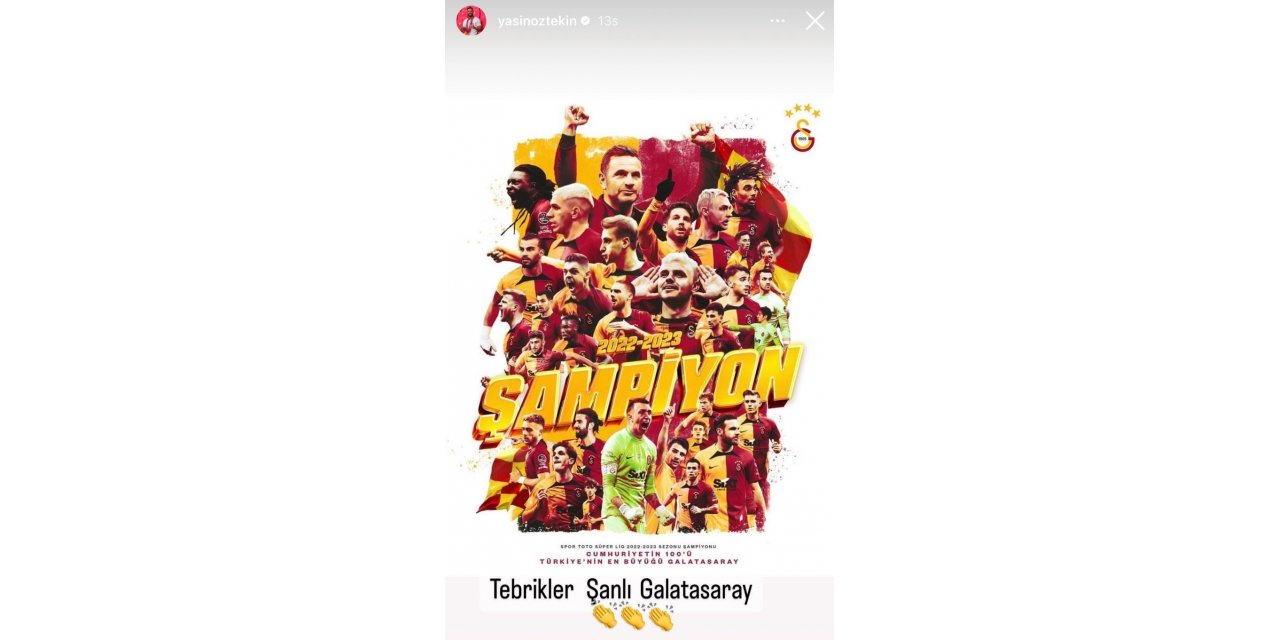 Yasin Öztekin, eski takımı Galatasaray’ın şampiyonluğunu kutladı