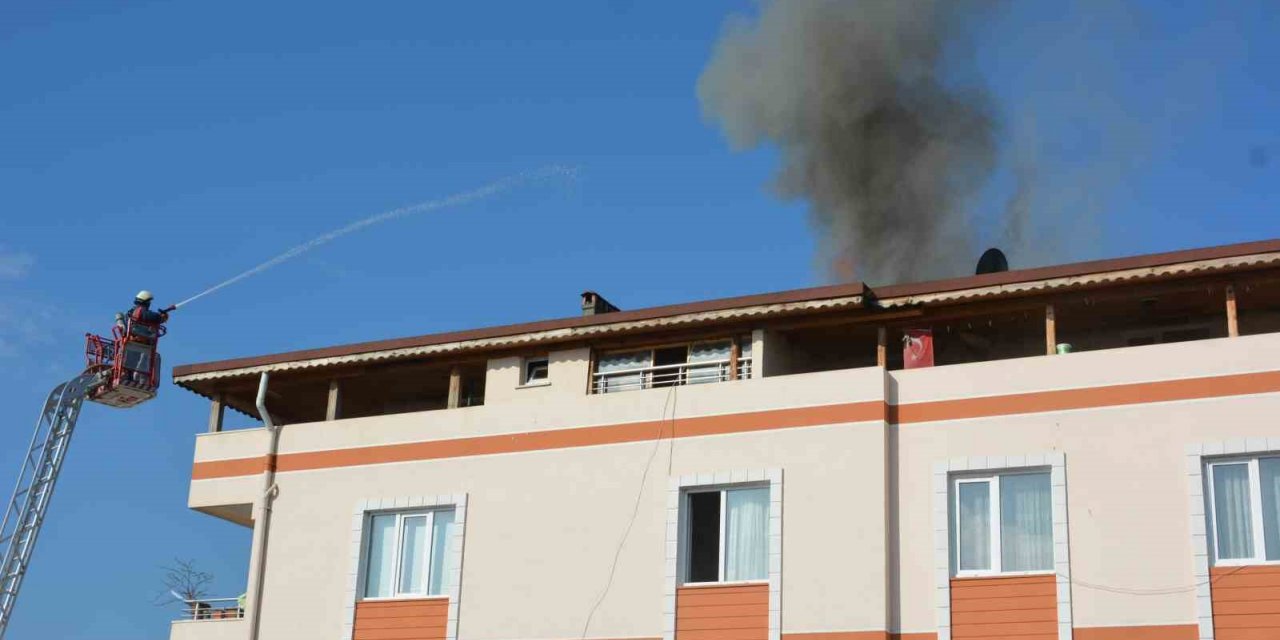 Ordu’da 7 katlı binanın çatı katında yangın