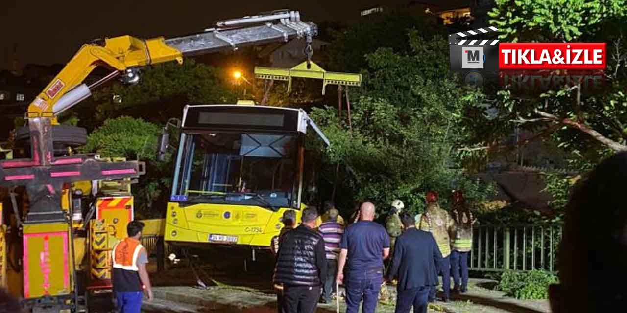 Freni boşalan otobüs bir evin bahçesine düştü