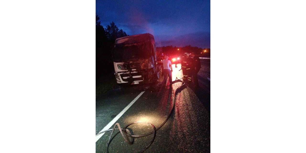 Seyir halindeki tırda korkutan yangın