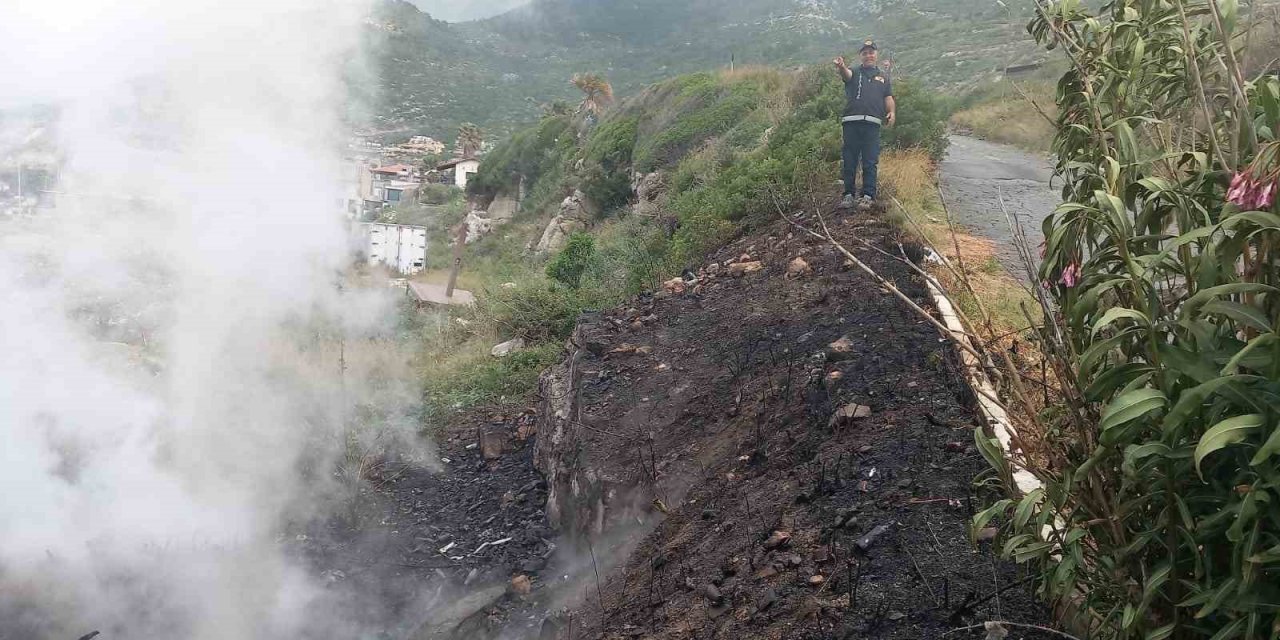 Bitki örtüsü yangını, büyümeden söndürüldü