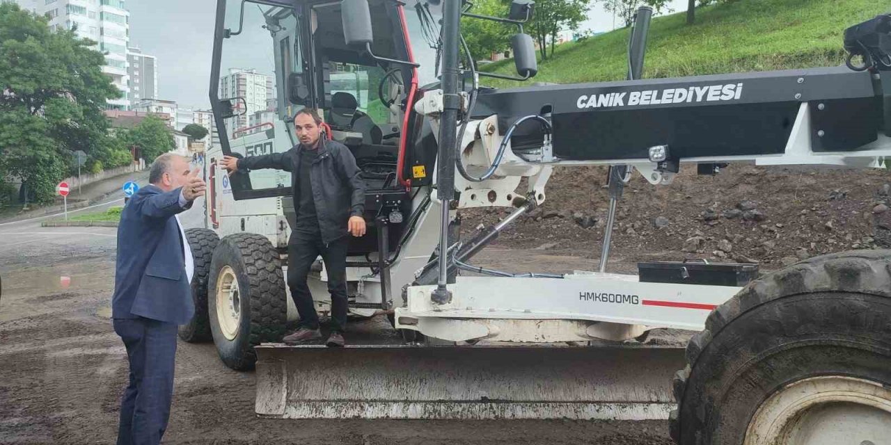 Canik’te yağmurla mücadele