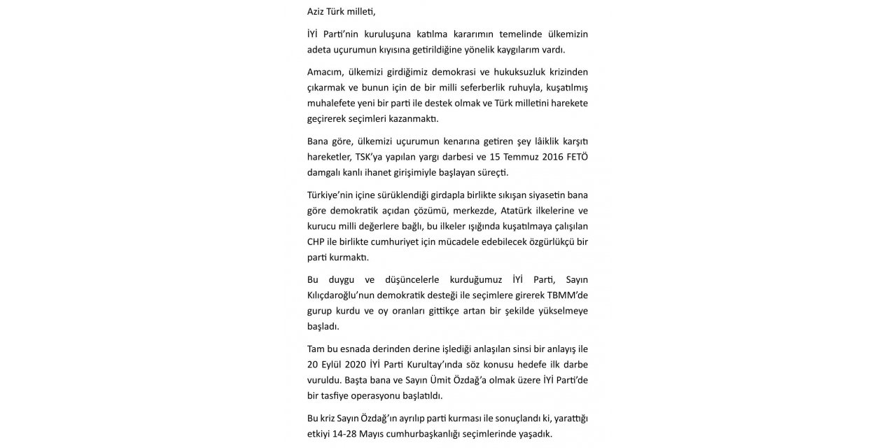 İYİ Parti Kurucu Genel Sekreteri Çıray, partisinden istifa etti