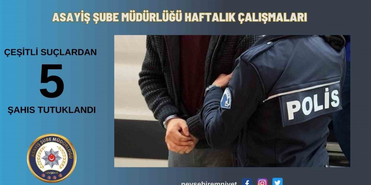 Nevşehir’de UYAP aranması bulunan 5 şahıs tutuklandı