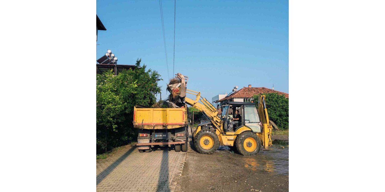 Ortaca’da yol kenarlarındaki büyüyen otlar temizleniyor