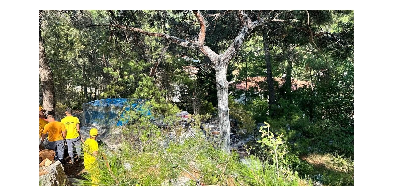 Barakadaki yangın ormana sıçramadan söndürüldü