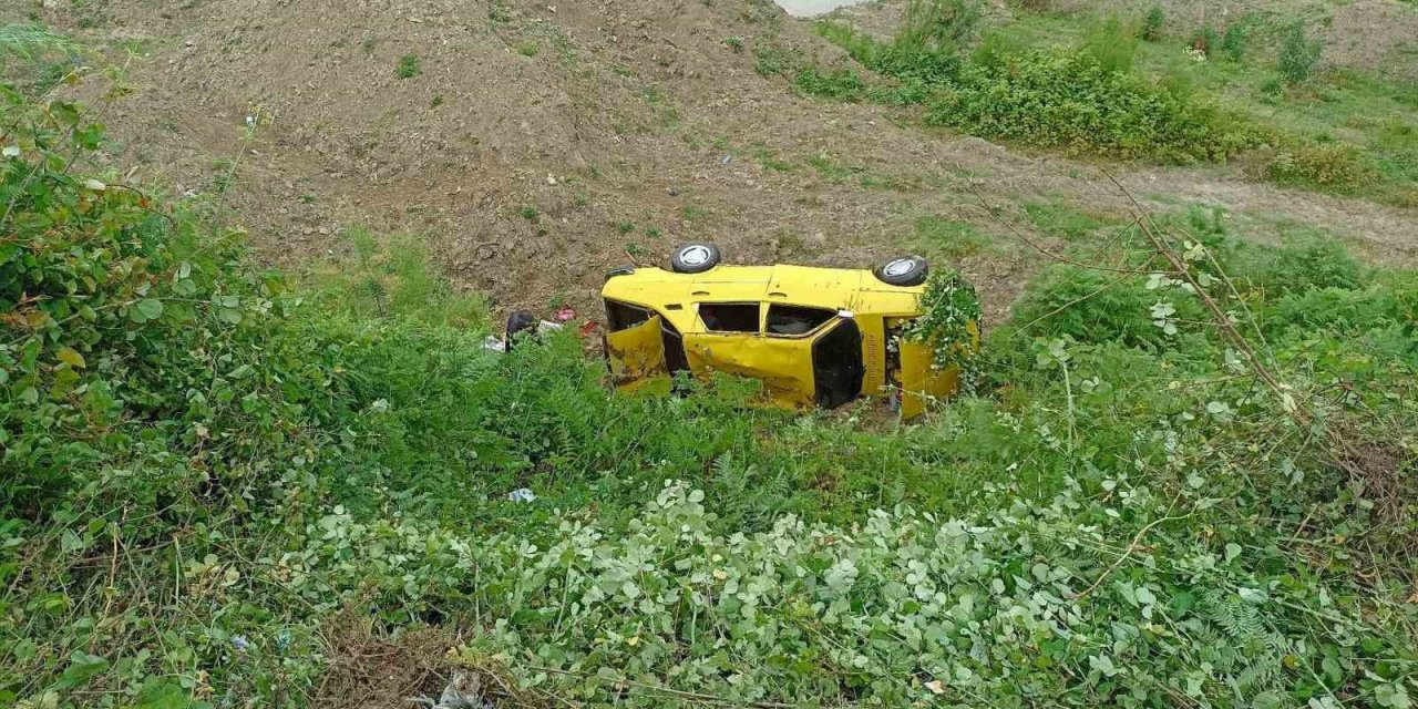 Otomobil sürücüsü nehre düşmekten son anda kurtuldu