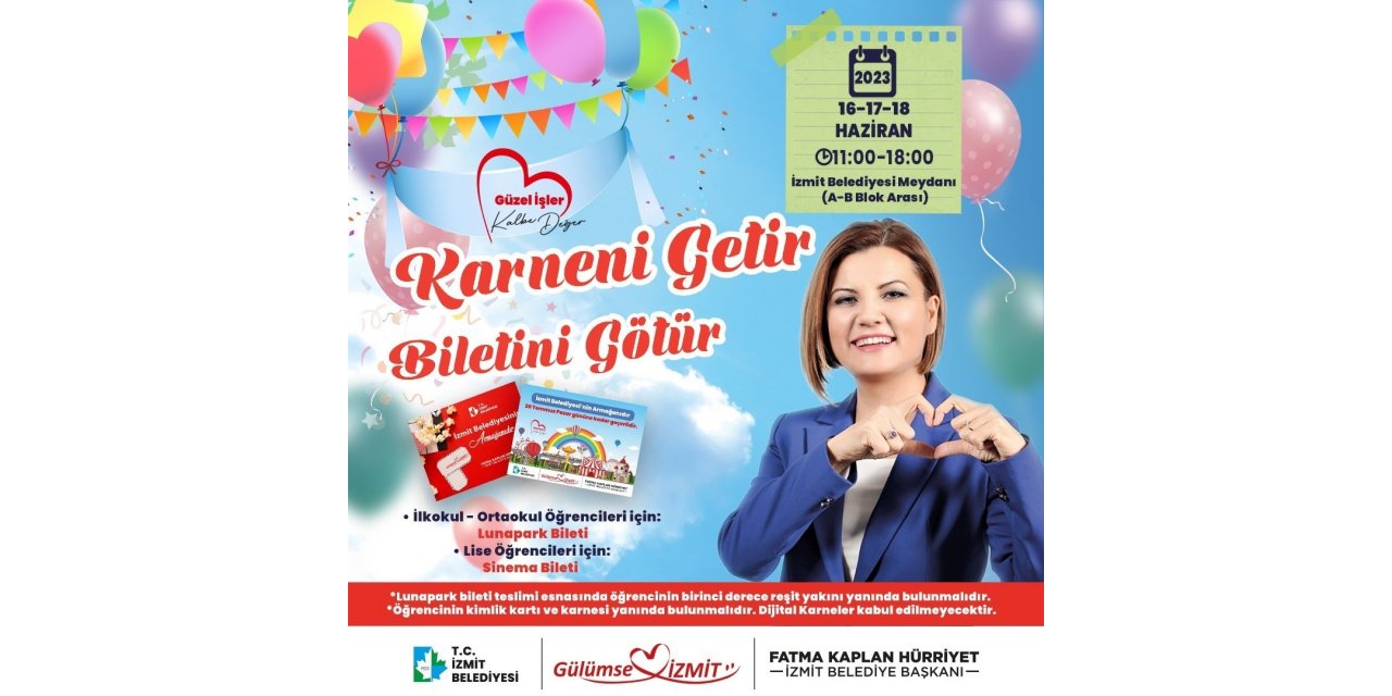 Karnelerini getiren öğrencilere hediye bilet