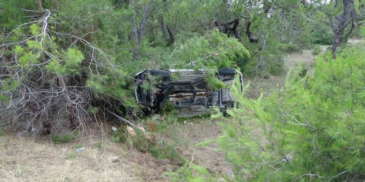 Kontrolden çıkan otomobil ormanlık alana uçtu: 2 yaralı