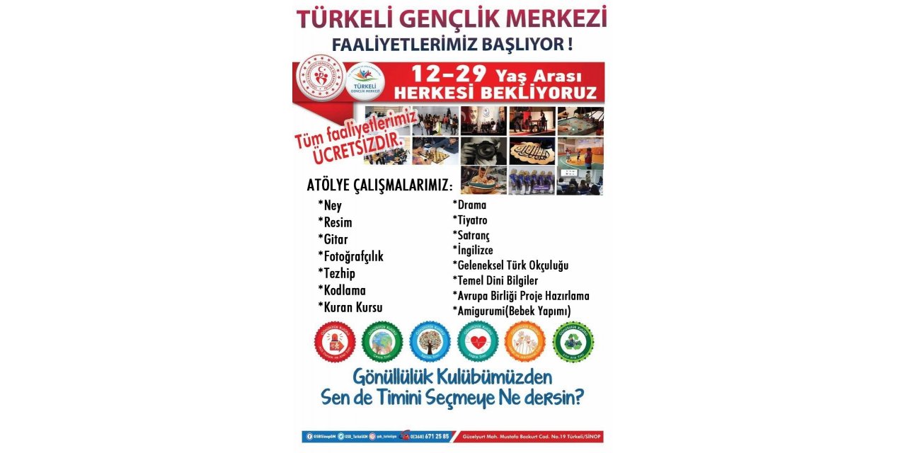 Türkeli Gençlik Merkezi’nde ücretsiz gelişim kursları başlıyor