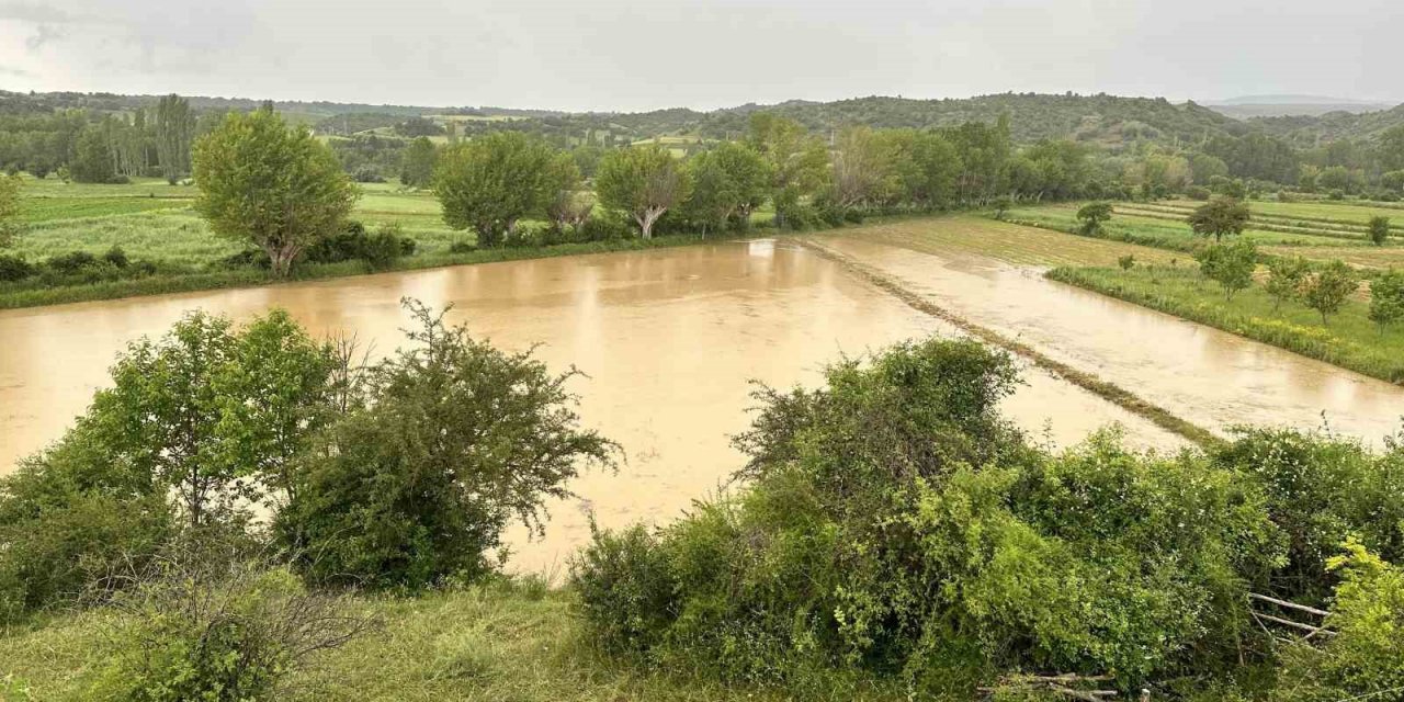 Kuvvetli sağanak tarım arazilerini göle çevirdi, yollar zarar gördü