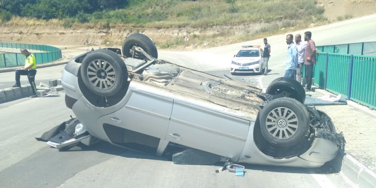 Kontrolden çıkan otomobil takla attı: 1 yaralı