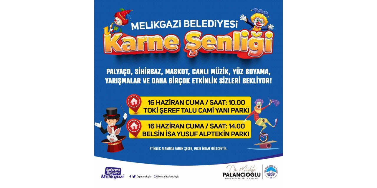 Melikgazi’de çocuklara ‘karne şenliği’