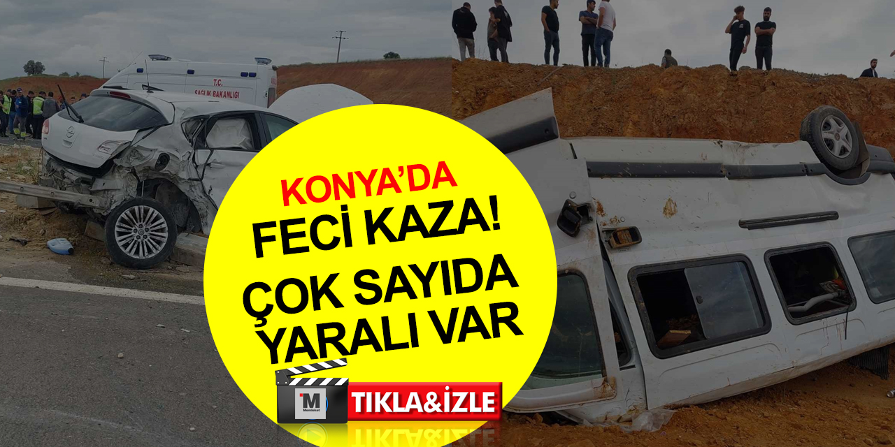 Konya'da kaza yapan silah fabrikası işçi servisi şarampole takla attı! 12 yaralı