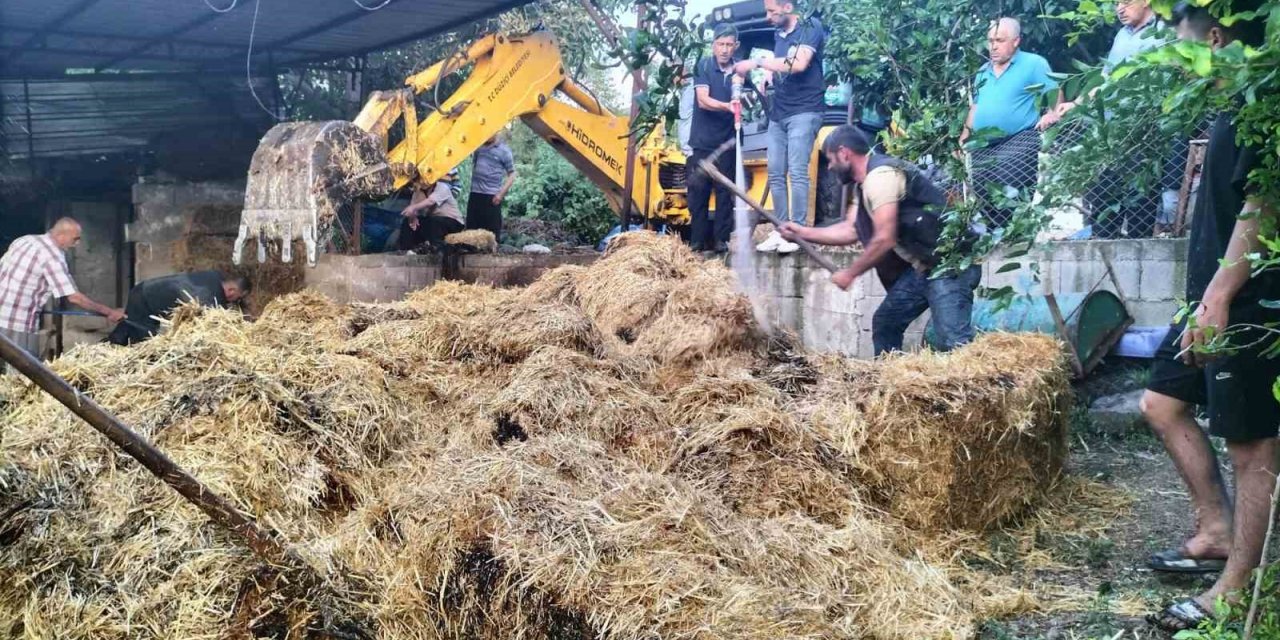 Ahır yangınında bir büyükbaş hayvan telef oldu