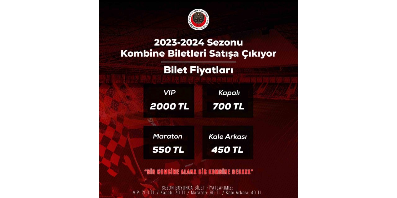 Gençlerbirliği’nde yeni sezon kombine fiyatları belli oldu