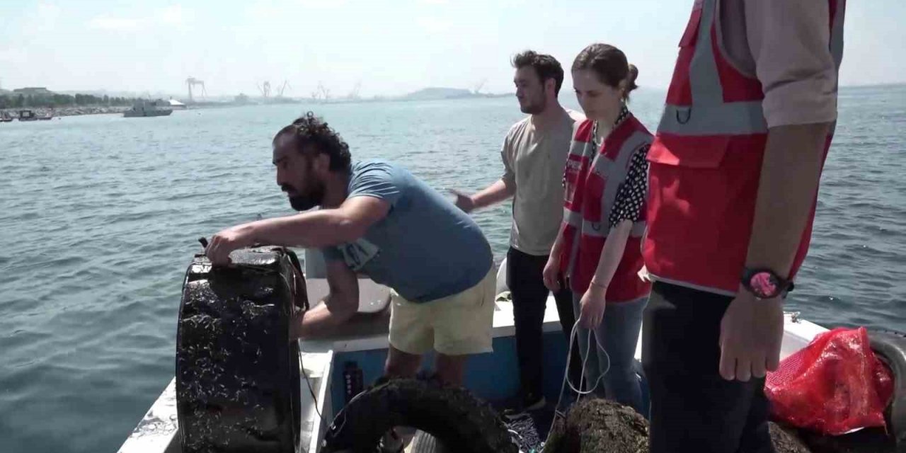 Pendik’te denizden çok sayıda araç lastiği çıktı