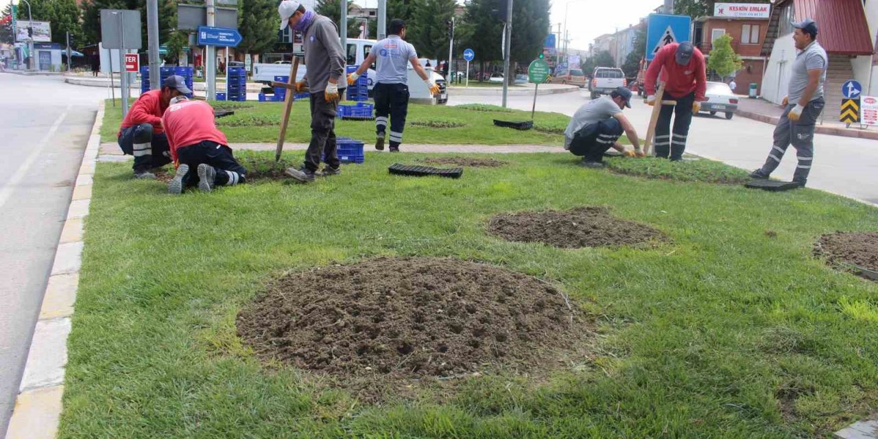 Büyükşehirden Korkuteli’de çiçek dikimi