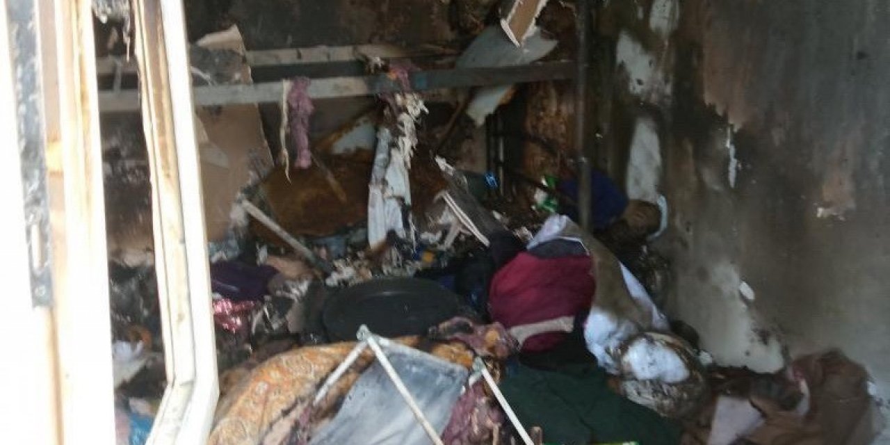 Depremzedenin prefabrik evinde çıkan yangın korkuttu