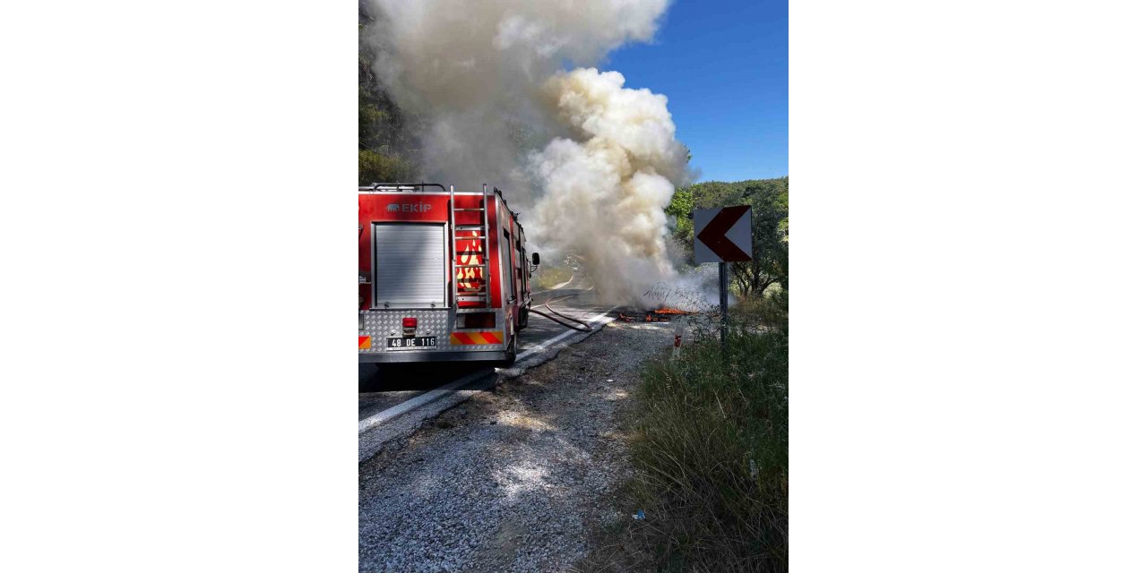 Araç cayır cayır yandı