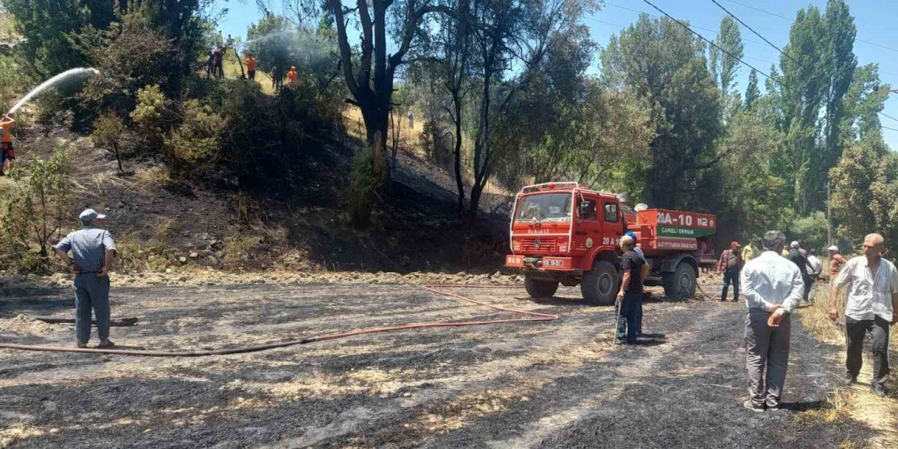 Anız yangını ormana sıçramadan söndürüldü