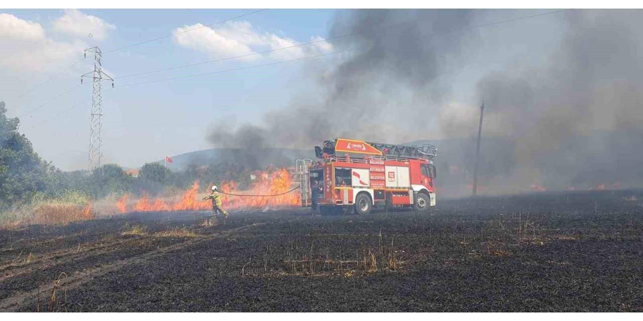 Balıkesir’de 75 dönüm buğday tarlası yandı