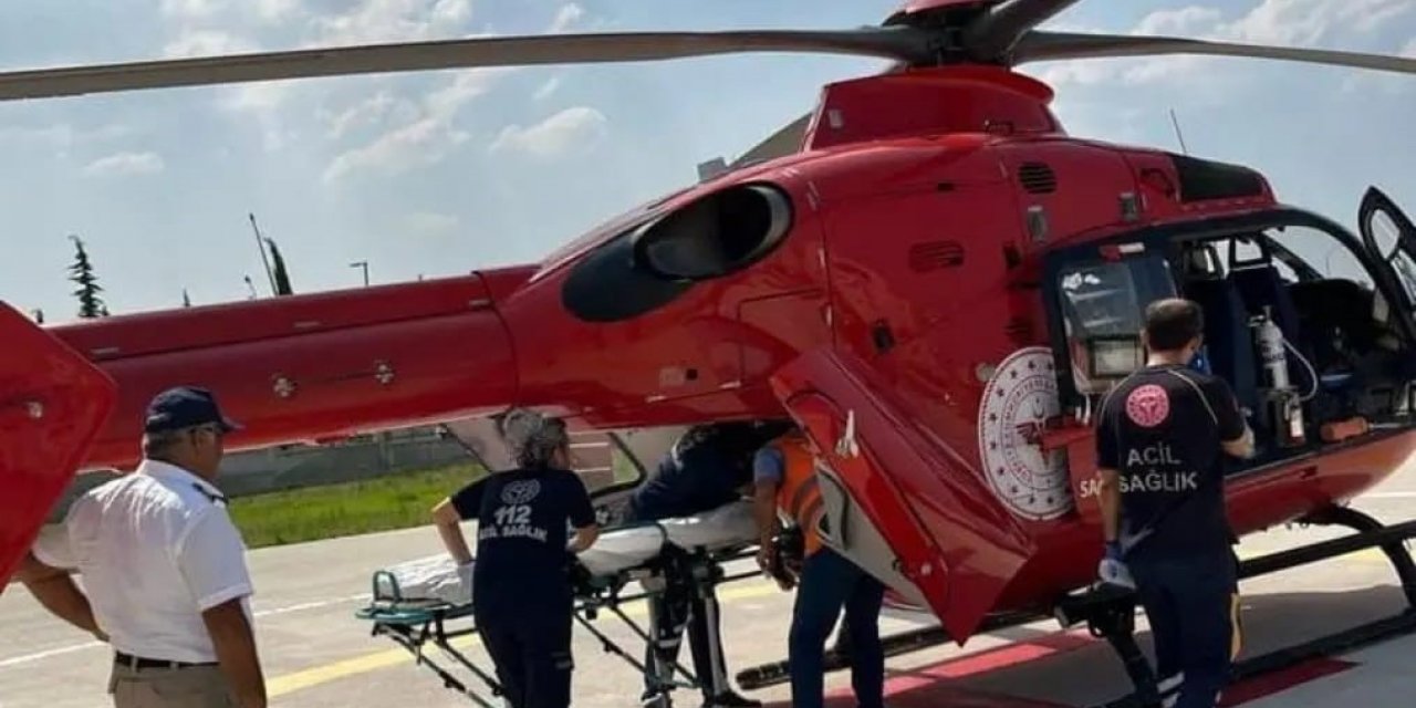 Aydın’da boğulma tehlikesi geçiren genç, helikopterle Manisa’ya sevk edildi
