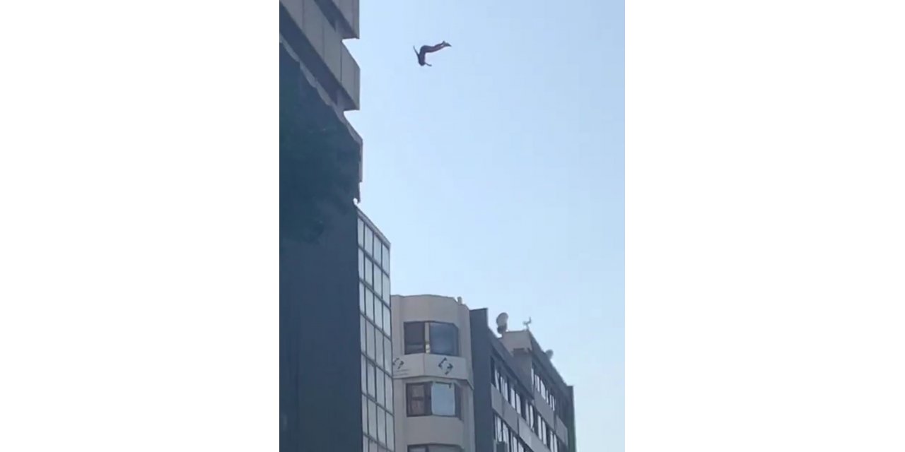 Metrelerce yükseklikten atladı, şans eseri brandanın üstüne düştü