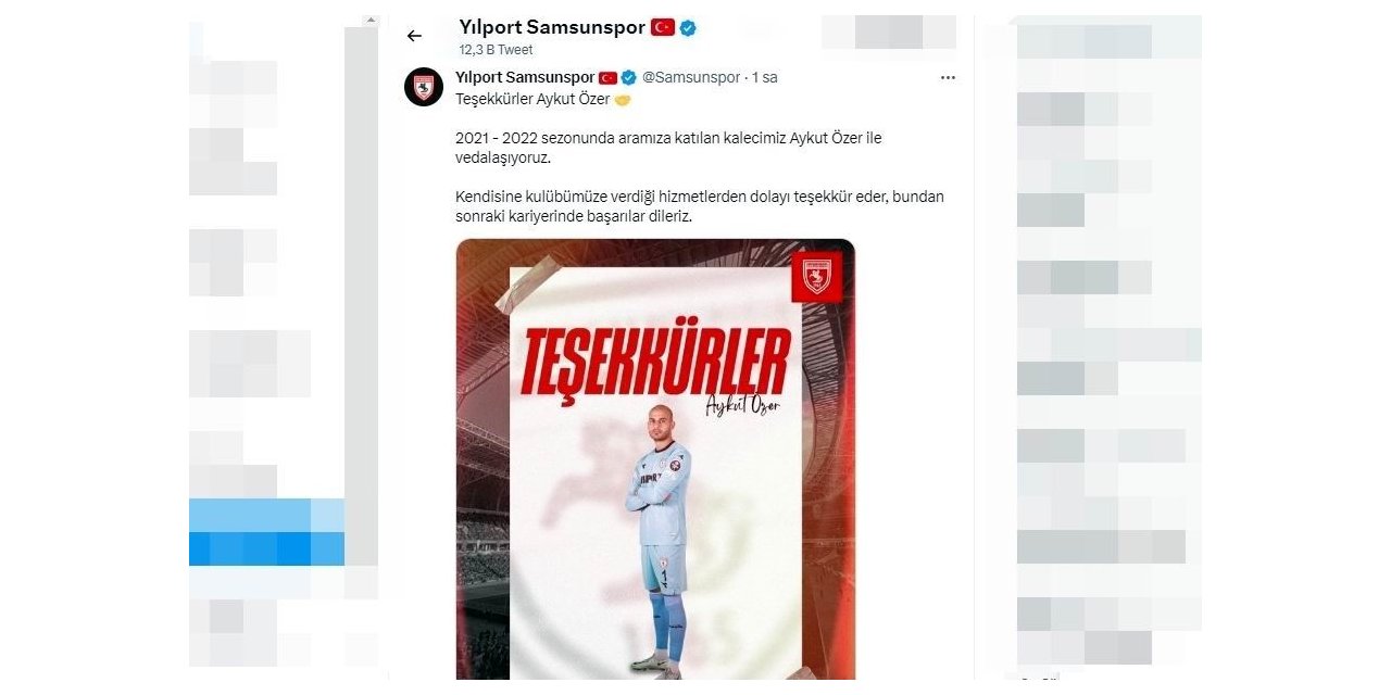 Samsunspor’da kaleci Aykut Özer ile yollar ayrıldı