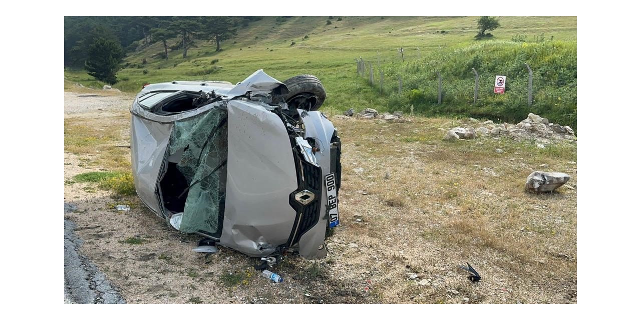 Takla atan araçtaki 2 kişi yaralandı