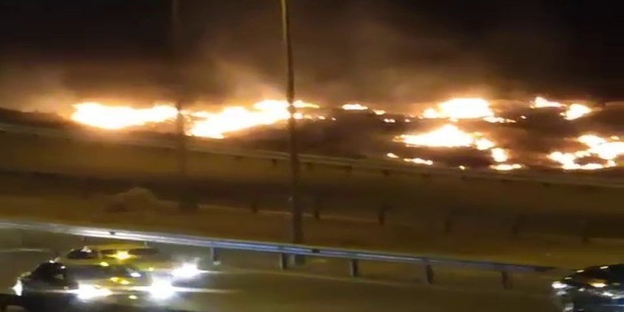 Düğün konvoyundan atılan havai fişekler yangına neden oldu.