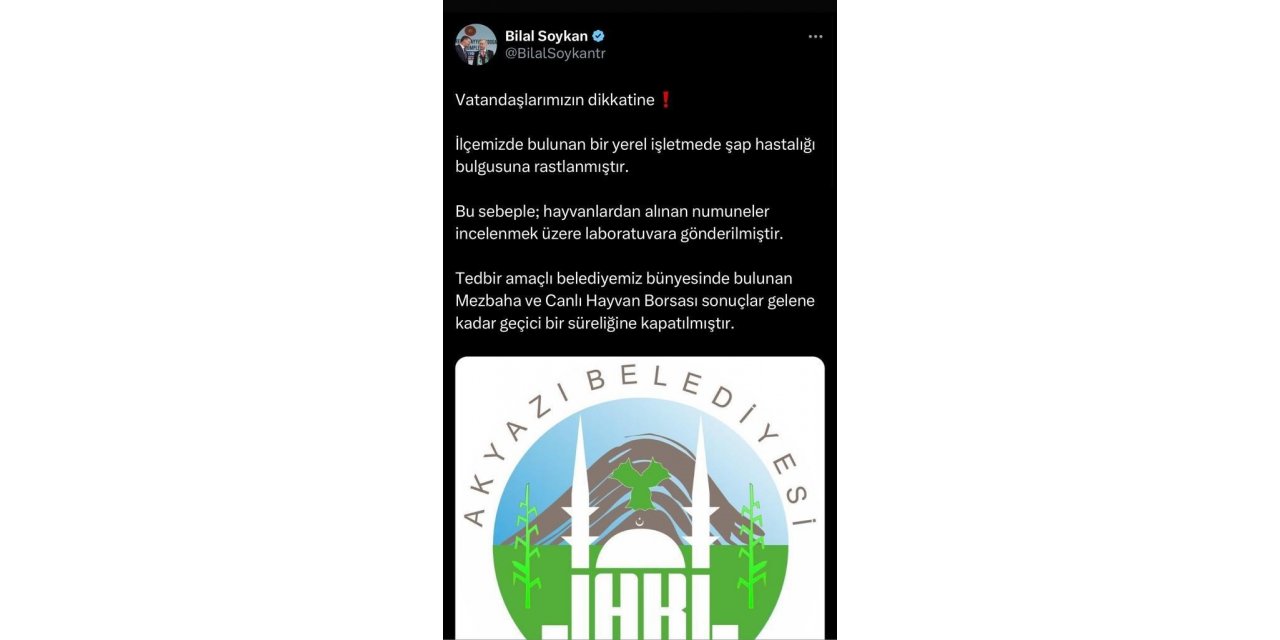 Akyazı’da şap hastalığı alarmı